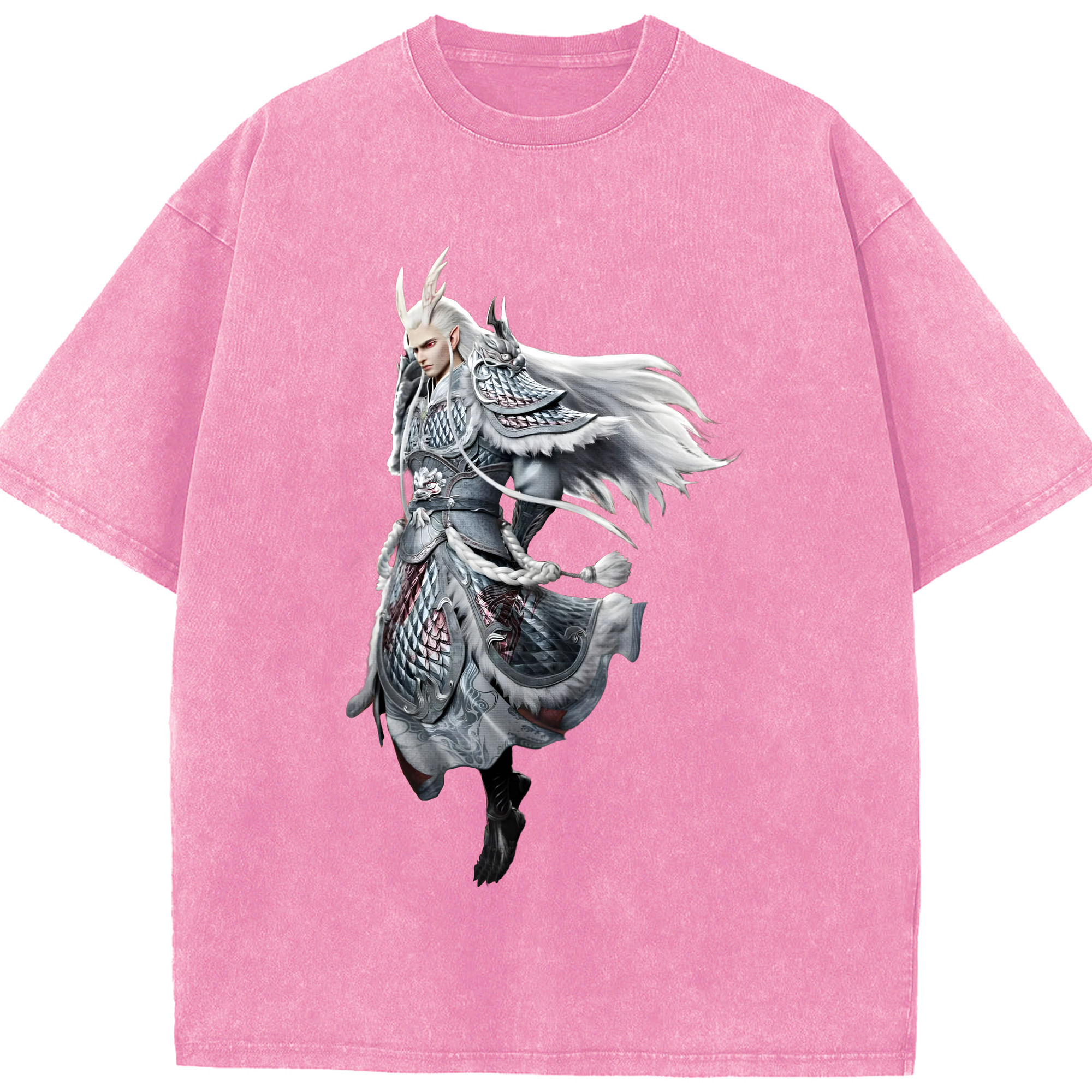 （画像用） Ne Zha 2 ナタ 魔童の大暴れ 綿100% ヴィンテージ風 半袖Tシャツ（フロントプリント）
